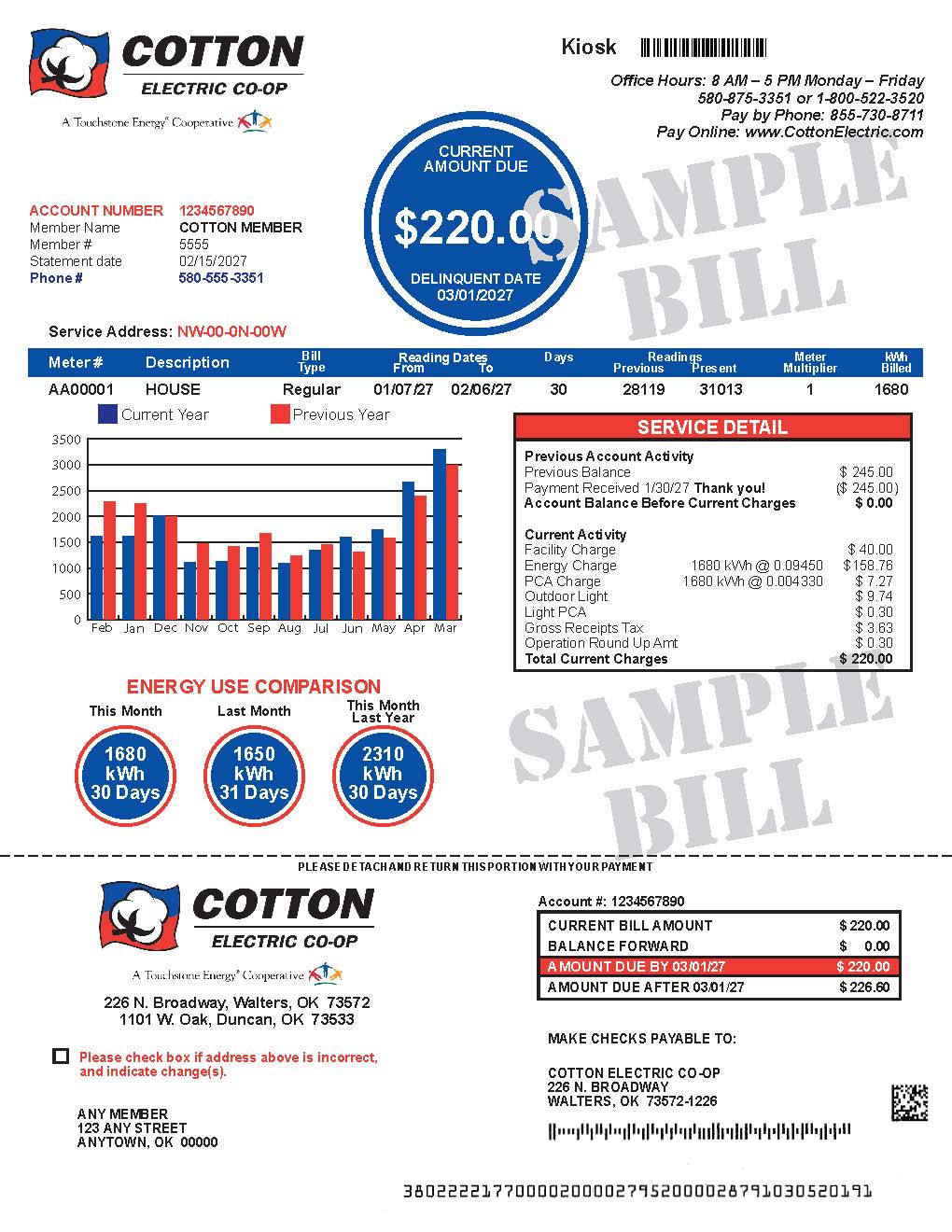 Sample Bill FRONT
